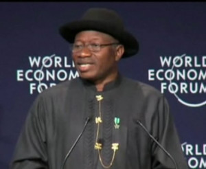 President Jonathan Addressing WEF Deligates in Abuja