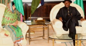 President Goodluck Jonathan and  Malala Yousafzai