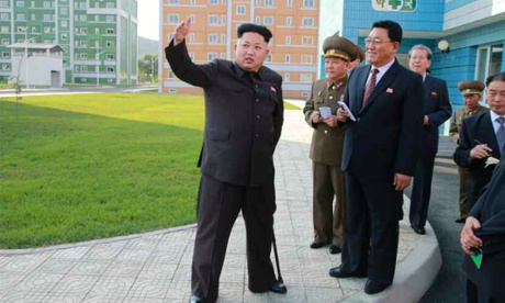 Kim Jong-un of North Korea with military chiefs