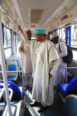Buhari Rides In Airport Shuttle Bus