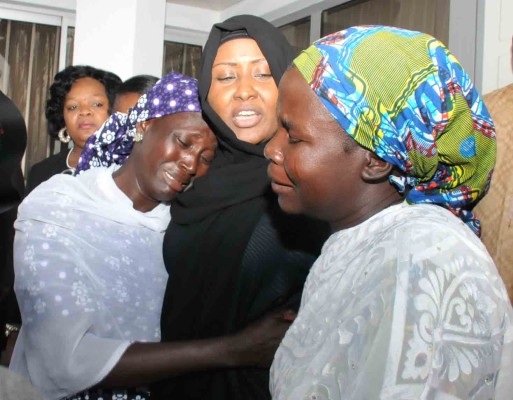 President Buhari's wife, Aisha, Wails along with mothers of Chibok Girls