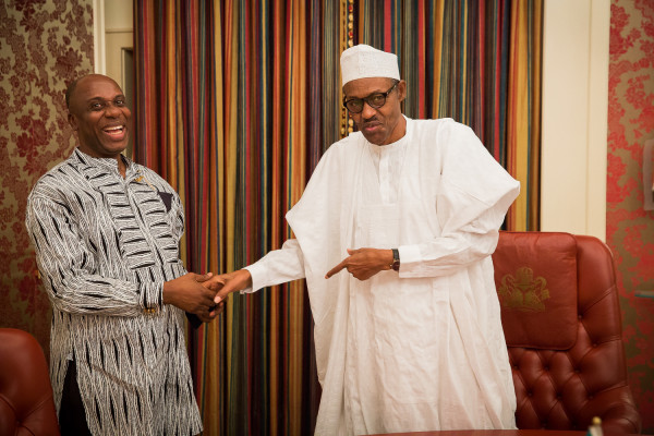 PRESIDENT MUHAMMADU BUHARI RECEIVES  FORMER GOVERNOR OF RIVERS STATE, ROTIMI AMAECHI WHO PAID A COURTESY VISIT ON THE PRESIDENT AT THE PRESIDENTIAL VILLA IN ABUJA ON FRIDAY (10/7/15) 0176/JULY2015/ICE/STATE-HOUSE