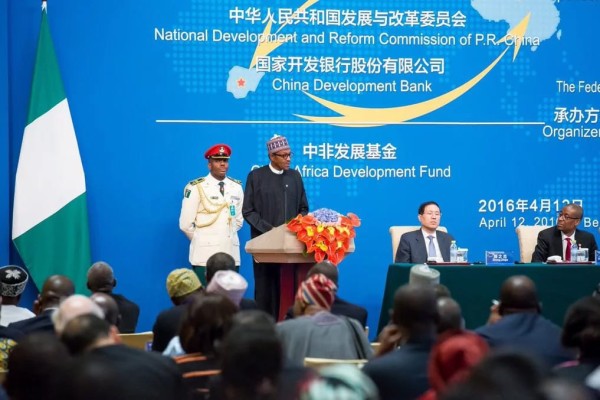 File Photo: President Muhammadu Buhari delivering speech in Beijing during a working visit to  China last year
