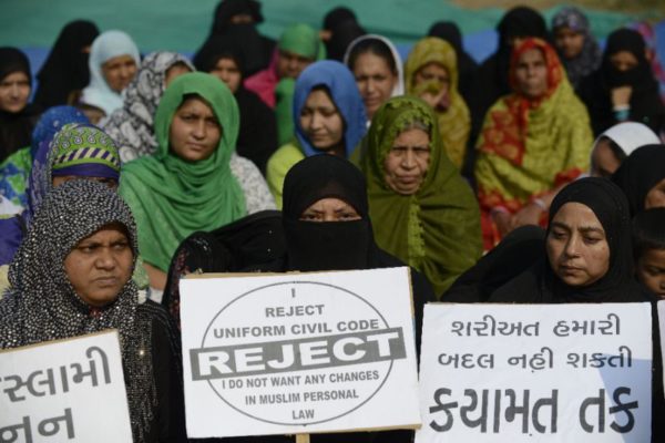 Some Indian Muslim women protest the court ruling |AFP Photo/SAM PANTHAKY
