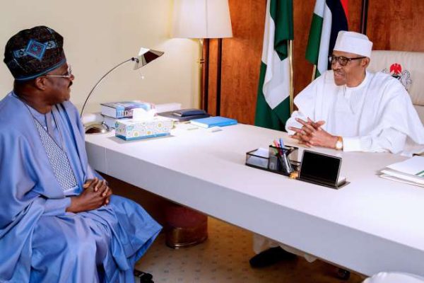 President Muhammadu Buhari and Oyo state Governor, Abiola Ajimobi