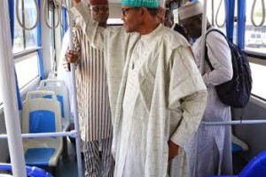 Buhari Rides In Airport Shuttle Bus