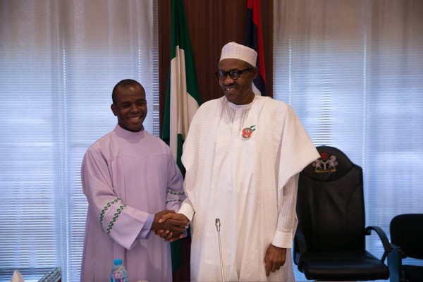  President Muhammamudu Buhari and Rev. Fr. Mbaka in Statehouse on 18th Dec 2015