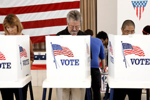 People voting in polling place