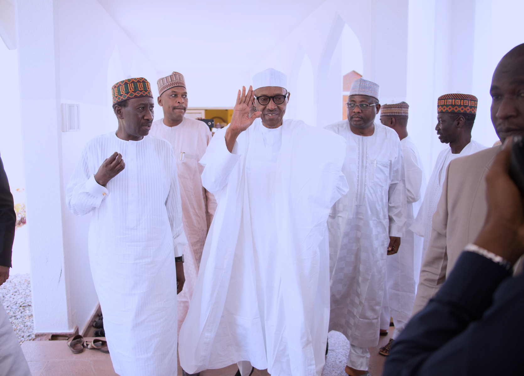 Buhari Emerges From Mosque After Friday Prayer