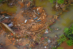 Debris of houses is seen after a flood affected a village in Matara, Sri Lanka May 29, 2017. Sri Lanka Air Force/Handout via REUTERS ATTENTION EDITORS - THIS IMAGE WAS PROVIDED BY A THIRD PARTY. EDITORIAL USE ONLY. NO RESALES. NO ARCHIVE - RTX383H3