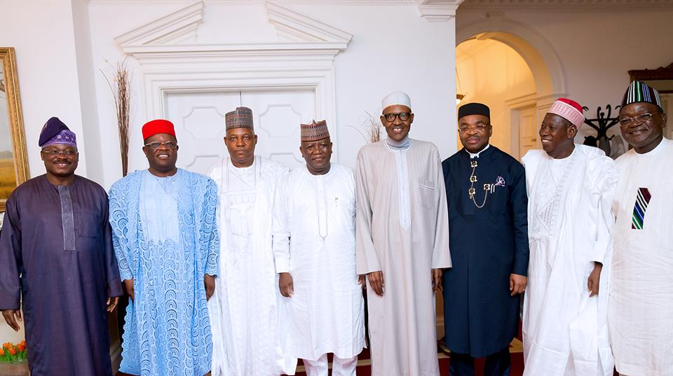 All Cheers As Buhari Recieves Governors In UK