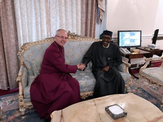 Archbishop of Canterbury with President Muhammadu Buhari in London today.