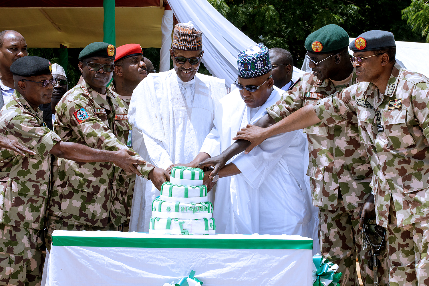 Buhari Cuts Independence Cake In Maiduguri