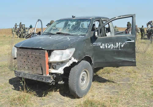 Vehicle abandoned by the fleeing Boko Haram Members