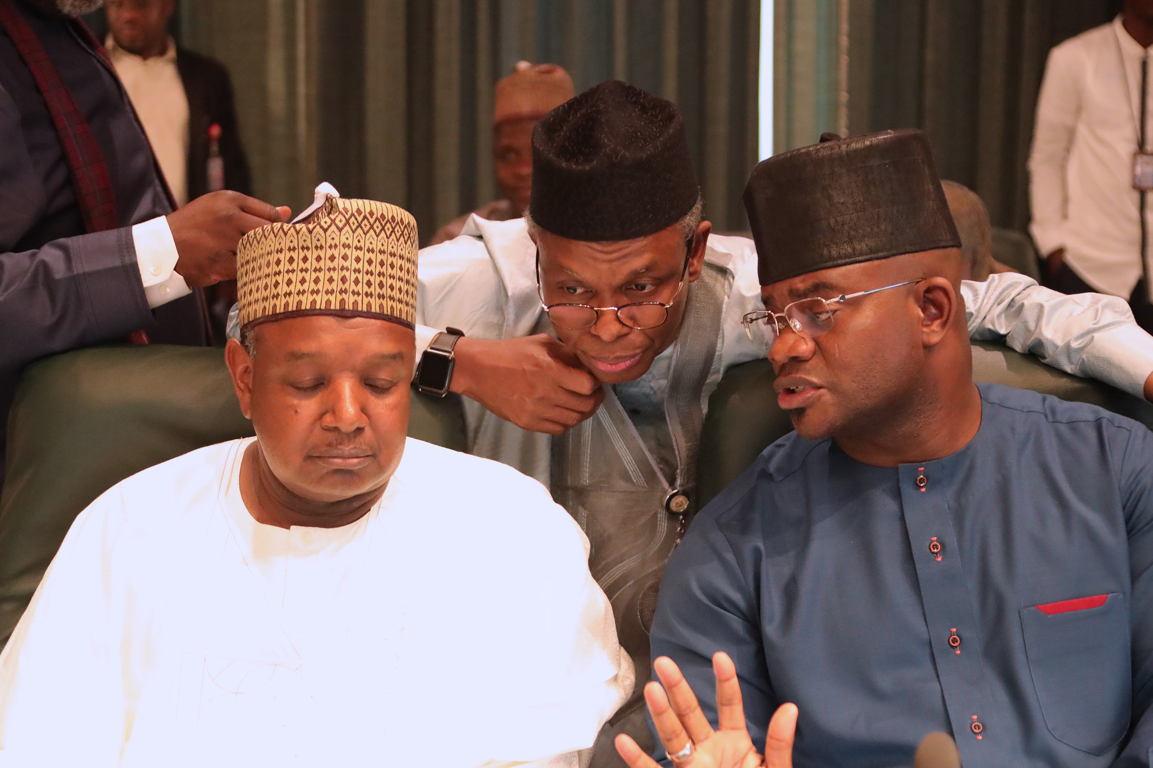 Kogi Gov. Yahaya Bello, Breaks Leg In Auto Accident, Walks With Clutches