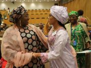 Mrs. Buhari And Mrs. Barrow In Presidential Embrace