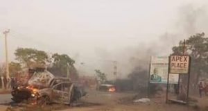 PDP, APC Clash In Abuja: 9 APC Vehicles Burnt To Ashes