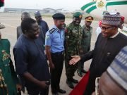 Buhari Chats With Femi Adesina On Arrival From London