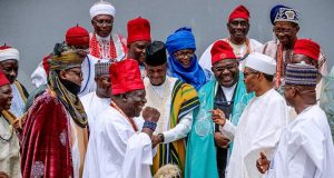 Second Term: Kogi Traditional Rulers Storm Aso Rock To Beg Buhari To Support Yahaya Bello