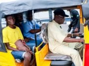 Obasanjo Becomes Commercial Tricycle Rider, Picks Passengers