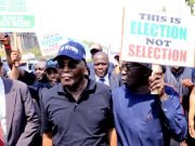 Atiku, Ayu, Others Occupy INEC Headquarters, Want Tinubu Sacked As President-elect