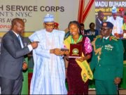 Buhari Rewards Youth Corps Member, Celebrating NYSC At 50